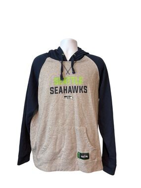 NFL Seattle Seahawks Gray & Navy Pullover Hoodie with Neon Green Accent XL